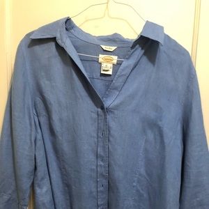 Blue Linen Talbots Button Down
